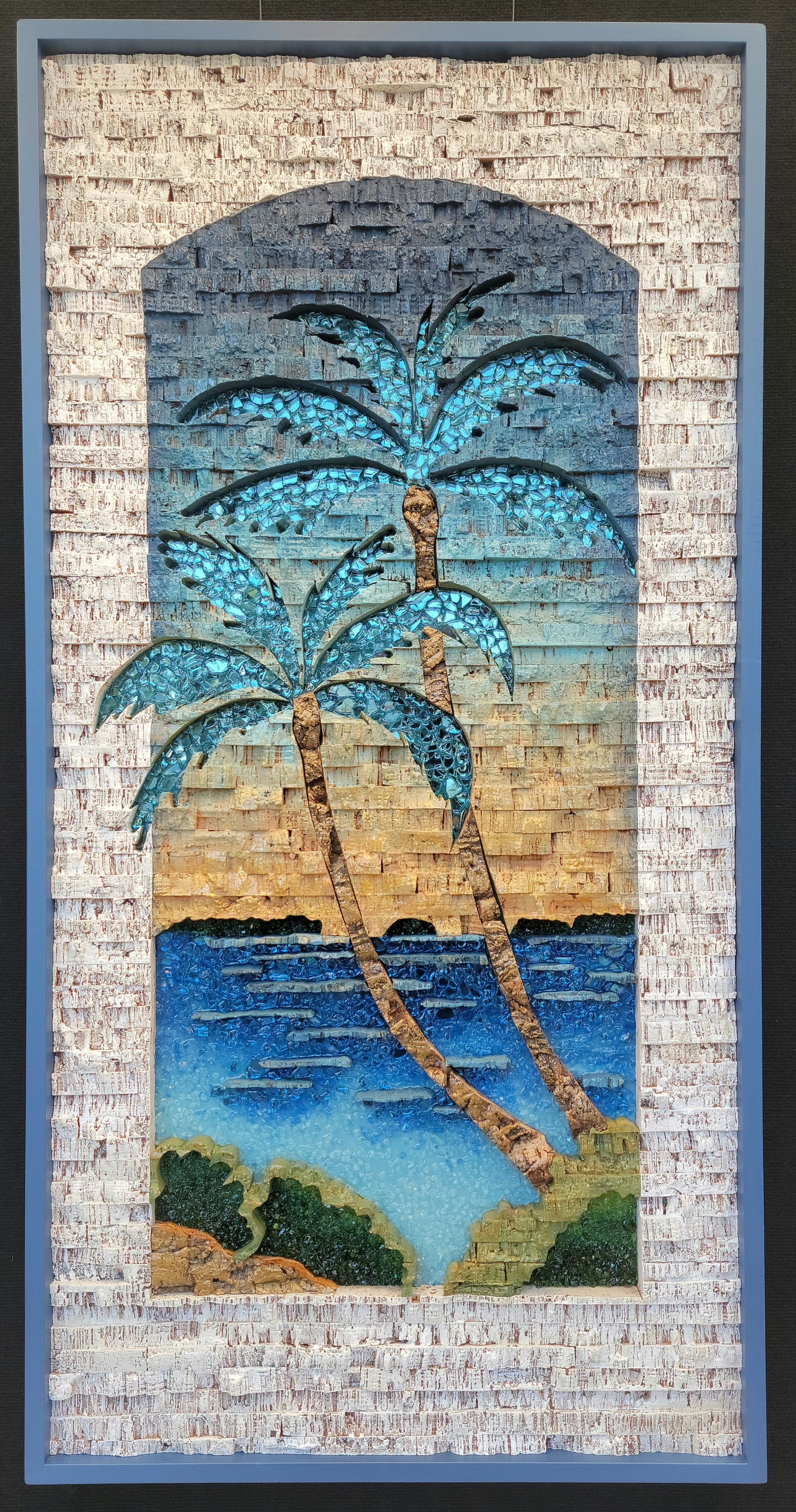 Arch Window Palm Trees - Window To Paradise - 28x56