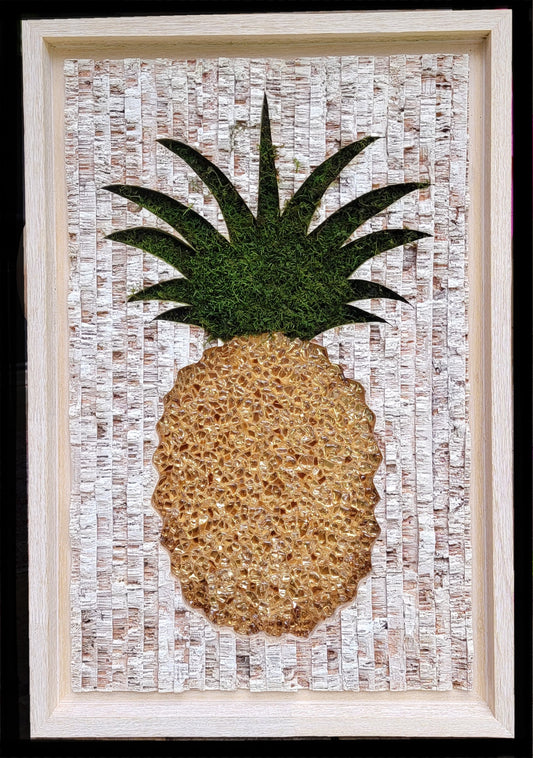 Pineapple - Gold with Moss Leaves - 24”x36”